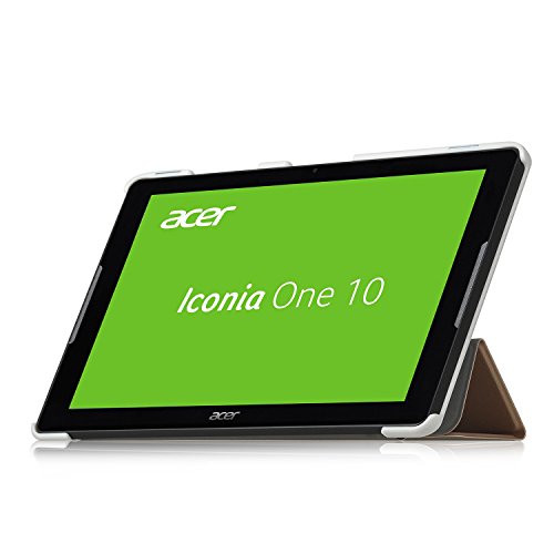 Acer Iconia One 10 B3-A30 Hülle, IVSO Ultra Schlank Superleicht Ständer Slim Leder zubehör Schutzhülle für Acer Iconia One 10 (B3-A30) 25,7 cm (10,1 Zoll HD) Tablet-PC perfekt geeignet (Golden) - 2