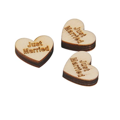 OULII Herz Holz Scheiben für Hochzeit Verzierungen Handwerk 50 Stück - 4