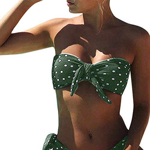 UMIPUBO Bikini Mujer Dos Piezas Ropa con Estampado de Lunares Push-Up Traje de baño con Lazo Acolchado Conjunto de Bikini de Playa Acolchado Bañador