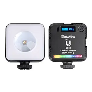 DESVIEW CL60 RGB Video Lights, LED Camera Light 360 degree Full Color Portable Photography Lighting with 3 Cold Shoe, 2000mAh Rechargeable CRI 95+ 2500-9000K Dimmable Panel Lamp Support Magnetic Attraction