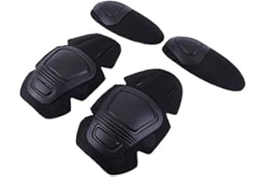 Uugood Ginocchiere Sport Set di protezione tattica Ginocchiere Militare Accessori Tattici Protezioni Ginocchiere Gomitiere da Combattimento per Airsoft CS Caccia Paintball, Nero