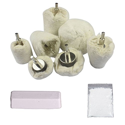 SPTA 9-teilig Hartmetall Reinigung & Polieren Mop Rad Set Fur Rotary Werkzeug Manifold, Aluminium, Edelstahl, Chrom