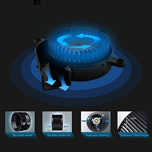 Itian Laptop Kühler, Laptop und Notebook Cooling Pad Luftabsaugung Laptop Kühler mit Vakuumgebläse — USB Powered, Windsteuerung, Leiser Betrieb, Ultra-Portable Heizkörper, CPU-Kühler, Lüfter-Kühlkörper für Notebook (Schwarz) - 3