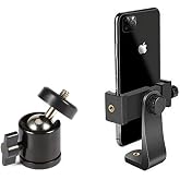 Coverzone Telefon Tripod Tutucu Başlık + Tripod 90&deg; Y&ouml;nlendirme Aparatı 360 Derece D&ouml;nebilen Başlık T&uuml;m Tripodlara Uyumlu Met
