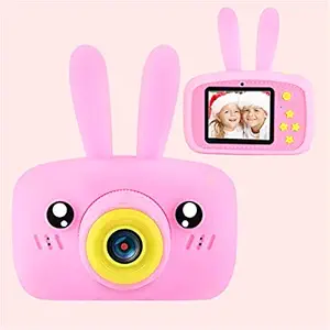 Kids Digital Camera Rechargeable with 2.0 Inch 1080P IPS Screen 32GB Memory Card Front and Rear Lens Child Camcorder Selfie Camera Gift for Age 3-10 Kids (Pink Rabbit)