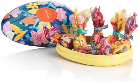 Venchi - Lattina a Forma di Uovo di Cioccolato, 77 g, 7 Ovetti Nocciolati Assortiti, Senza Glutine, Collezione Primavera Venchi Teresa Rego, Idea Regalo