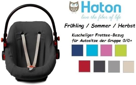 HATON BabyFit ANTHRAZIT -- Soft Terry Car Seat Replacement Cover -- Universal cover for infant and child car seats size 0/0+ eg. Maxi Cosi Cabrio Fix, Pebble, City SPS and other