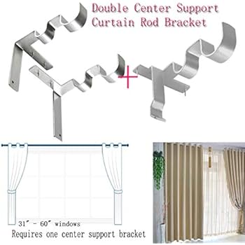 Luckhome Hang Double Center Support Curtain Rod Bracket Into