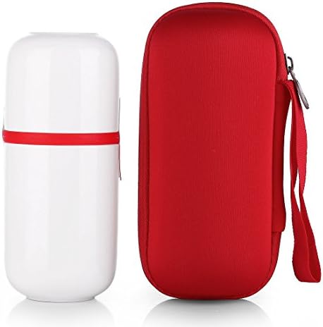QILEYIN QLY018 200ml Japanese Style Porcelain Handmade Kung Fu Tea Cup, Ceramic Portable Travel Teacups & Infuser & Lid & Bag (Red)