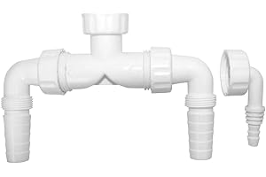 Schläfer 655821 | Double Connection Drain Washer Dryer 1 1/2 and 1 Inch with Non-Return Valves | Connection for Washing Machine Dryer Set or Dishwasher | for Built-in Siphons 1 1/2 and 1 Inch