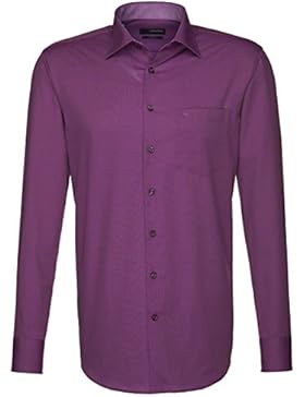 Seidensticker Herren Langarm Hemd Splendesto Regular Fit lila (pflaume) strukturiert mit Patch 187426.86