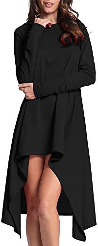 Pattrily Women Dress Cotton Color Maxi Dress False Long Sleeve Vintage Round Neck Loose Plus Size Irregular Autumn Hoodie Sweatshirt S-5XL