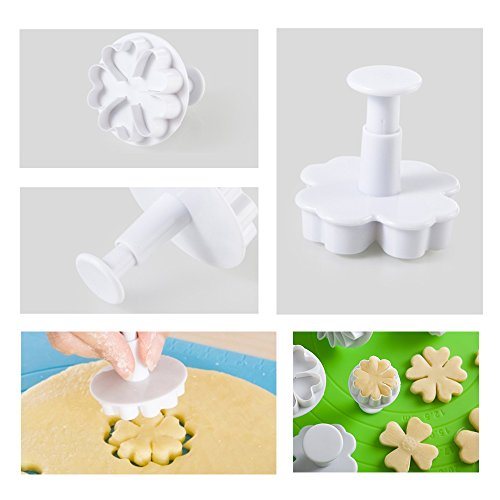 ilauke 36tlg. Ausstecher Stempel Ausstechform Modellierwerkzeug DIY Schneeflocken Blumen Blumenausstecher Fondant Marzipan Tortendeko Kuchen Cutter (36 teilig Schneeflocken) - 2