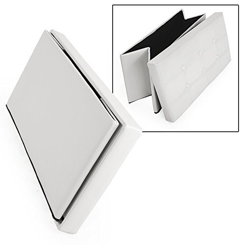 TecTake 80x40x40 cm Faltbarer Sitzhocker Aufbewahrungsbox Sitzwürfel mit Stauraum Kunstleder weiß - 7