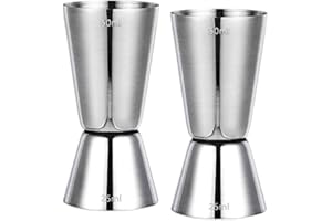 KEEPATY Keepatry Lot de 2 doseurs à spiritueux 25 ml 50 ml en acier inoxydable 304 pour cocktail et boisson
