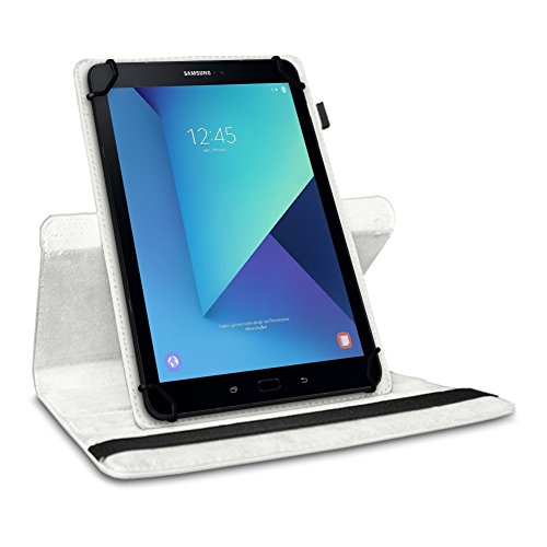 Tablet Schutz Hülle für Samsung Galaxy Tab A6 10.1 2016 aus hochwertigem Kunstleder mit Standfunktion 360° Drehbar kombiniert Schutz und Design Cover Case von NAUCI, Farben:Weiß - 3