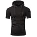 Produktbild Hooded Shirt Herren Btruely Mit Kapuze Kurzarmshirt Slim Fit T-shirt Sports Top Männer Freizeit Hemd (L, Schwarz)