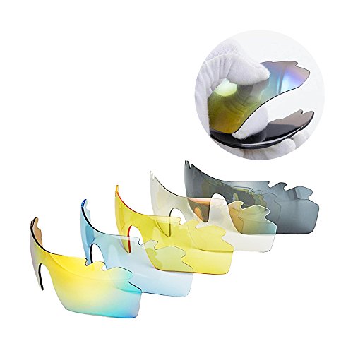 Unisex Radbrille Sportbrille Sonnenbrille, UV-Schutz, mit Wechselgläser inkl. Schwarze polarisierte Linse, für Outdooraktivitäten wie Radfahren Laufen Klettern usw. Schwarze und Rote zur Auswahl - 3