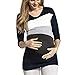 Produktbild Frau Mumie Schwanger Bluse, Quaan Block Doppelt Schicht Bluse T-Shirt Lange Ärmellos Streifen Beiläufig Klassisch Einfachheit Retro Sport Sweatshirt weich Gemütlich Baumwolle T-Shirts