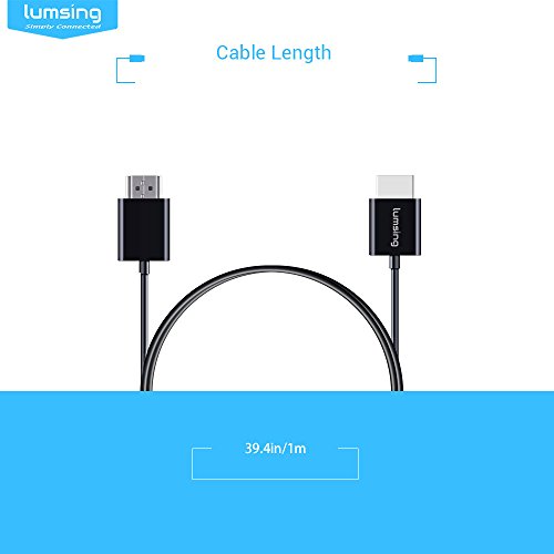 Lumsing HDMI Kabel Hochgeschwindigkeit HDMI auf HDMI Audio/Video vergoldete Kabel M/M ultra dünn 1M(Schwarz) - 5