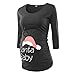 Produktbild Damen Umstandsmode Weihnachten Stillshirt Stilltop Still T-Shirt Langarm Schwangerschaft Christmas Umstands-Top Rundhals Bluse Oberteile Top T-Shirts Schwarz Grau Rot.