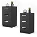 Produktbild Vicco Nachtschrank Kommode Boxspringbett Nachttisch Nachtkommode Kommode Schrank - 3 Schubladen - 66cm hoch (Schwarz, Paar (2er Set))