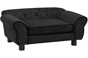 vidaXL Canapé pour Chien Noir 72x45x30 cm Peluche Sofa Animaux de Compagnie