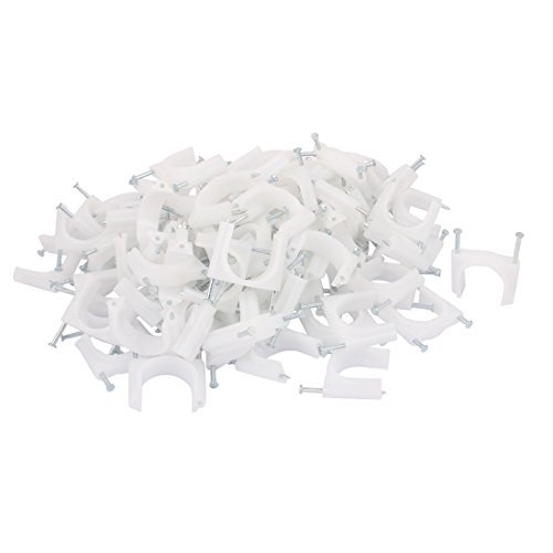 Preisvergleich Produktbild DealMux 100 Stück Wandeinsatz Breite innen 35mm Durchmesser-Kreis Kabel Nagelspangen weiß