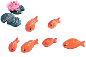 REFURBISHHOUSE 8pc / lot Figurines Miniatures de Poisson Rouge Animaux de Jardin Mini de fee decoratifs Ornements de Micro-Paysage de Mousse Jouet de Bebe en resine