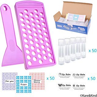 Kit de fabrication de baume pour les lèvres - Plateau de remplissage pour baume à lèvres facile et spatule - 50 tubes de baume à lèvres vides avec couvercles (transparent) - 3/16 oz (5.5 ml)