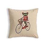 Home Olé Juvenil Funda de Cojín con Diseño Rana Ciclista Algodón-Poliéster, 45 x 45 cm
