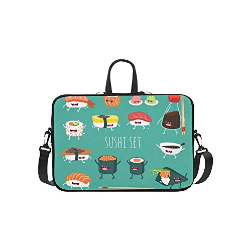 Preisvergleich Produktbild Japanische Meeresfrüchte-Küche mit Sushi-Muster Aktentasche Laptoptasche Messenger Schulter Arbeitstasche Crossbody Handtasche für Geschäftsreisen
