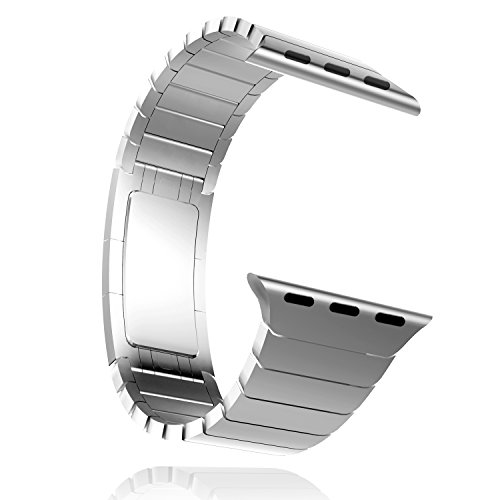 détail Apple Watch Band, MoKo en acier inoxydable un Replacement de bracelet à maillons avec Fermoir déployante pour Tous les Modèles d'iWatch 38mm(Compatible avec 2016 Nouvel Watch Series 2), Argent