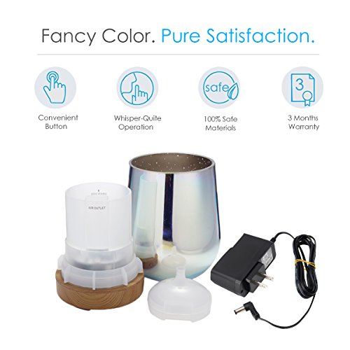 [NEU]3D Glas Full Star Nachtlampe ätherisches, Öl Luftbefeuchter, GLISTENY 100ml Aroma Diffuser Ultraschall Humidifier Ruhiger Tragbarer 16 Farben Nachtlicht für Baby Badezimmer Wohnzimmer Schlafzimmer Büro - 3