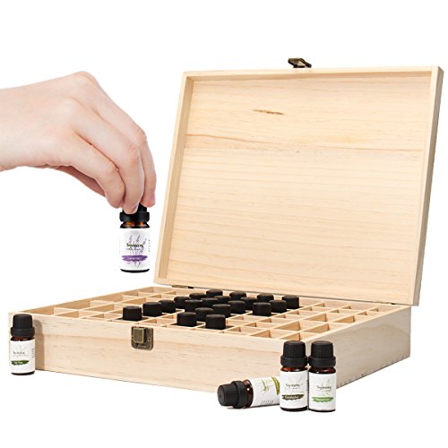 Ätherische Öl Box Essential Oil Organizer aus Holz 68 Fächer für Ätherische Öle Flaschen Schachtel 35×28×8 cm - 3