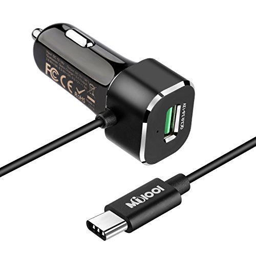 Cargador de Coche, Milool Quick Charge 3.0 USB Tipo-C con Carga Rápida 3.6A 12V 33W USB C Car Charger con Tecnología Quick Charge para Nexus 5P, Nexus 6P, LG G5, Nokia iSmart y Más?Negro?