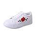 Produktbild Stiefel Damen Flache Schuhe Sonnena Turnschuh Frauen Plateau Stiefel Sport Running Sneakers Stickerei Blumen Schuhe Kunstleder Schnürstiefel Frühling Herbst Outdoor Stiefel (38, Sexy Weiß)