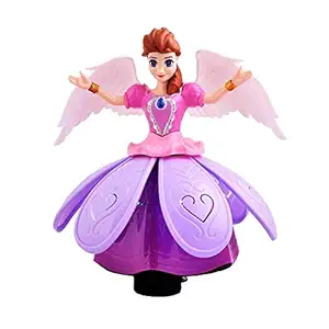 prachin Angel Girl with 360 Rotation 3 d Light and Musical Sound, Dancing Rotating Musical Fairy Princes Angel Doll for Kids (Angel Girl)- Multi Color