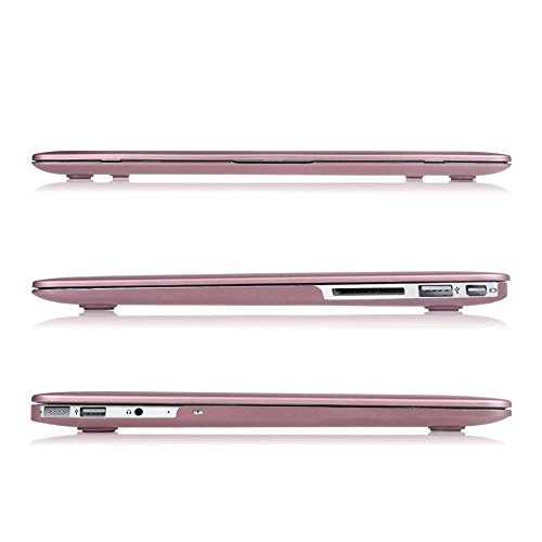 Fintie 3 in 1 MacBook Air 13 Soft Touch Hartschale Schutzhülle Snap On Case + 2 Tastatur Silikon Schutz (Schwarz and Clear) für Apple MacBook Air 13.3″ (A1466 / A1369) , Roségold - 4