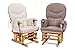 LUXURIOUS HUSH HUSH SOLID OAK WOOD GLIDER CHAIR WITH PALE PINK CUSHIONS - NURSING GLIDER / ROCKER / ROCKING / MATERNITY / FEEDING CHAIR (With Locking Mechanism & Free Matching Footstool)