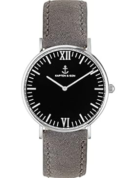 Kapten & Son Damenuhr Campina Silver grey vintage leather - Campina Black Silver Grey Vintage Leather