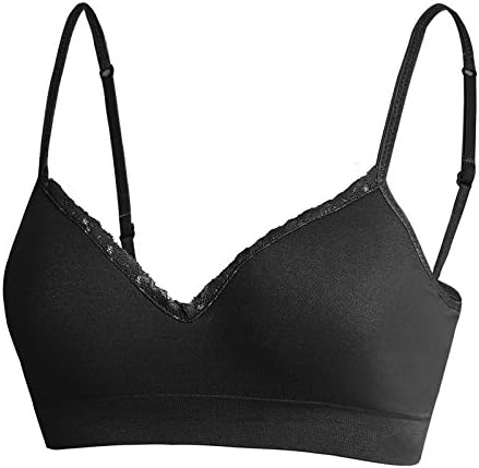 Yall Woman With Thin Cup Bra Sports Yoga Sleep Comfortable Bra,L,Black