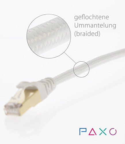 2 x 3m – CAT6 Ethernet Gigabit LAN Netzwerkkabel mit Nylon Stoffmantel | weiß | 10/100/1000Mbit/s | - 2