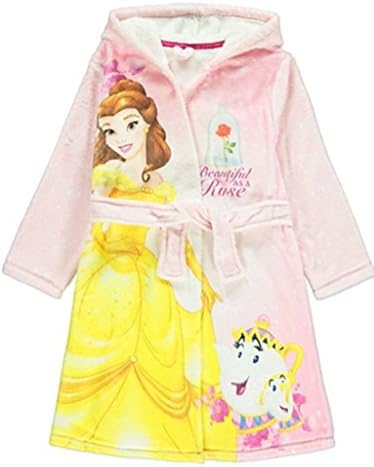 Girls Disney Princess Hooded Dressing Gown Belle Fleece Robe (Age 2-3 Years)