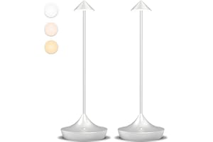 Moslumin Lampe de chevet LED tactile sans fil, 2PCS lampe de table 6000mAh rechargeable usb, metal, design modern, lumiere bureau batterie pour interieur, exterieur, terrasse, restaurant (argent)