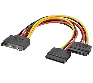 Hi-Lite Essentials 15 Pin SATA Power Cable Y-Splitter Cable (6-inches) for Connecting Dual Hard Disk/ssd