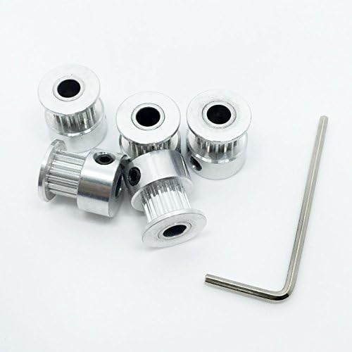 Buynew 5 x 2GT GT2 16T Gear 6mm Inner Hole 5mm Synchronous Aluminum Belt Pulley And Wrench for 3D Printer