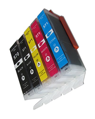 Multipack 5 komp. Druckerpatronen Hohe Kapazität für Canon PGI-570 CLI-571 Canon Pixma MG 5700 5750 5751 5752 5753 6800 6850 6851 6852 6853 7700 7750 7751 7752 7753 / 1 x schwarz 1 x photschwarz 1 x cyan 1 x magenta 1 x yellow