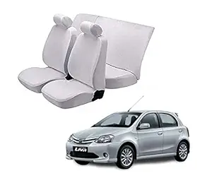 autokaar Denim Fabric CAR SEAT Cover for Toyota ETIOS/Liva , White