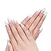 Ejiubas Chrome Design Stiletto Full Cover False Nail Tips, 24 Pcs with Nail Gule